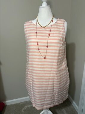 Kim Rogers Coral and White Striped Shift Dress